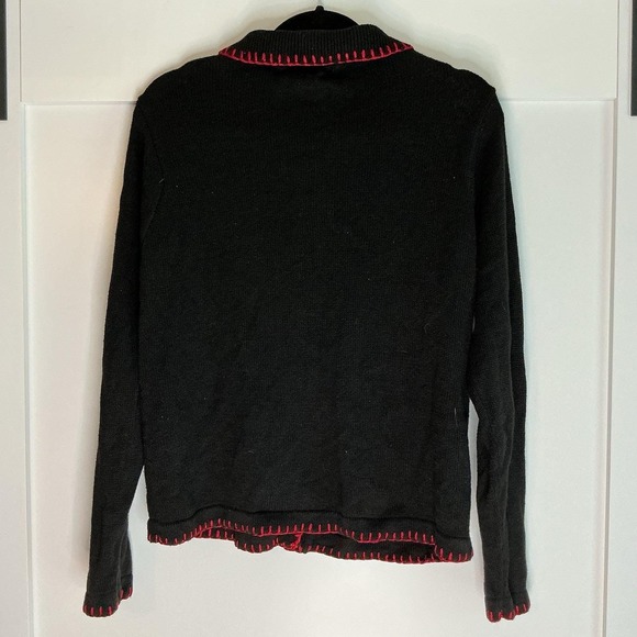 Vintage BP Design black Christmas sweater embroidery womens Small Cottagecore - Picture 3 of 5